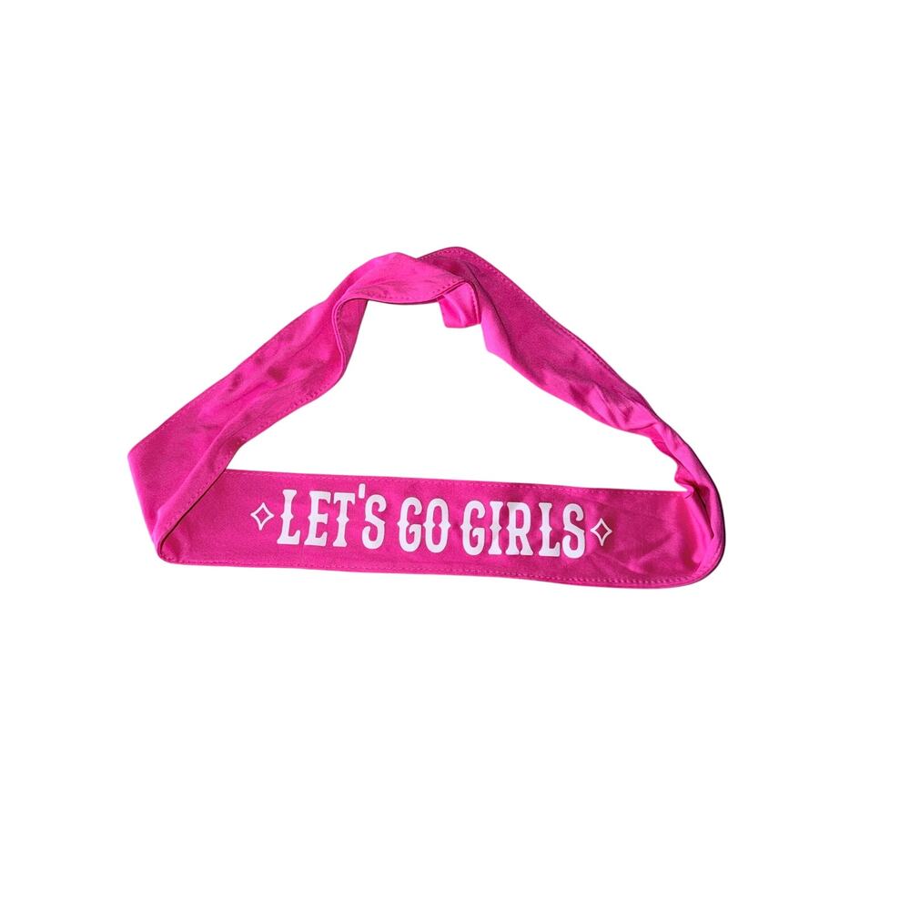 Let’s go girls hot pink stretchy headband tie party spring break bachelorette